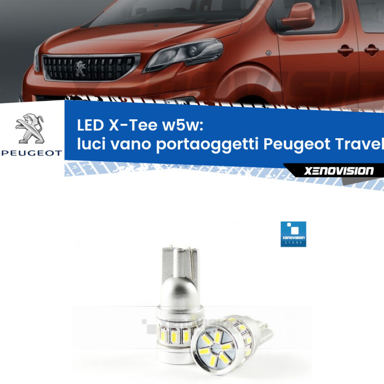 <strong>LED luci vano portaoggetti per Peugeot Traveller</strong>  2016 in poi. Lampade <strong>W5W</strong> modello X-Tee Xenovision top di gamma.