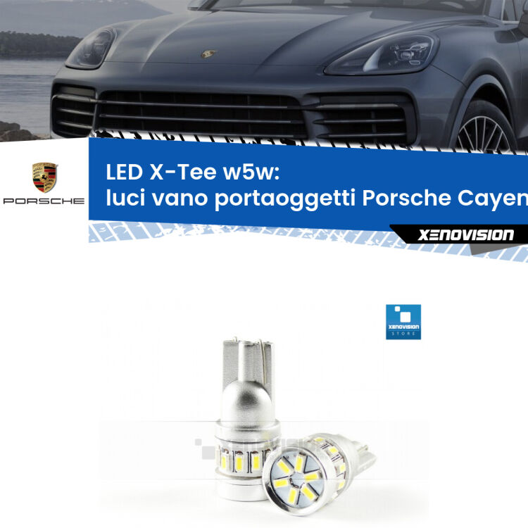 <strong>LED luci vano portaoggetti per Porsche Cayenne</strong> 9PA 2002 - 2010. Lampade <strong>W5W</strong> modello X-Tee Xenovision top di gamma.