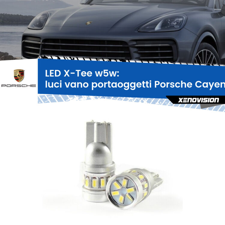 Luci Vano Portaoggetti LED per Porsche Cayenne 9PA 2002 - 2010: W5W X-Tee <strong>LED luci vano portaoggetti per Porsche Cayenne</strong> 9PA 2002 - 2010. Lampade <strong>W5W</strong> modello X-Tee Xenovision top di gamma.