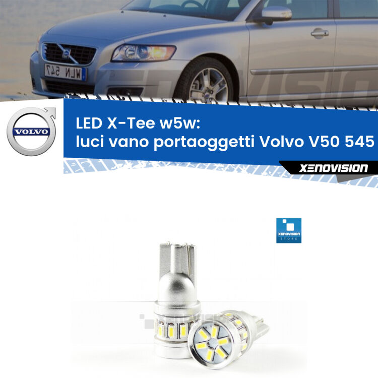 <strong>LED luci vano portaoggetti per Volvo V50</strong> 545 2003 - 2012. Lampade <strong>W5W</strong> modello X-Tee Xenovision top di gamma.