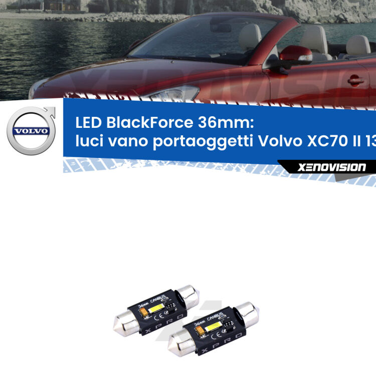 <strong>LED luci vano portaoggetti 36mm per Volvo XC70 II</strong> 136 2007 - 2015. Coppia lampadine <strong>C5W</strong>modello BlackForce Xenovision.