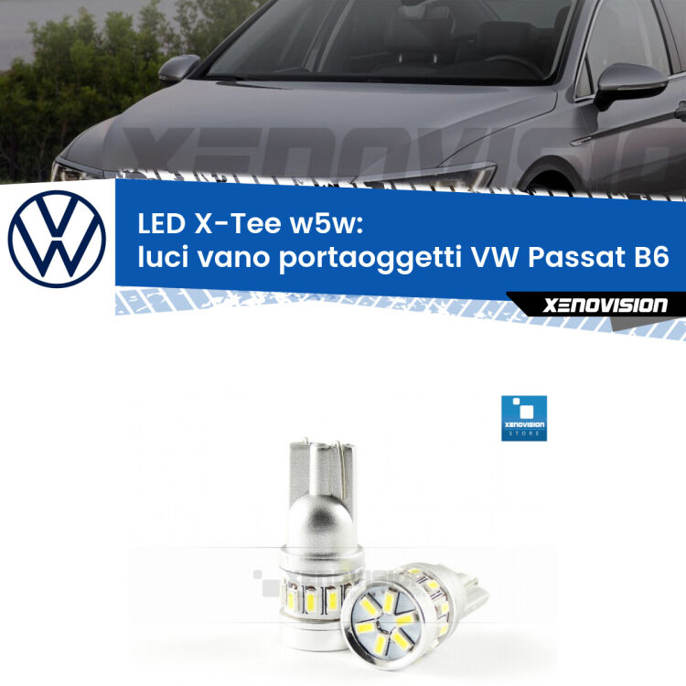 <strong>LED luci vano portaoggetti per VW Passat</strong> B6 2005 - 2010. Lampade <strong>W5W</strong> modello X-Tee Xenovision top di gamma.