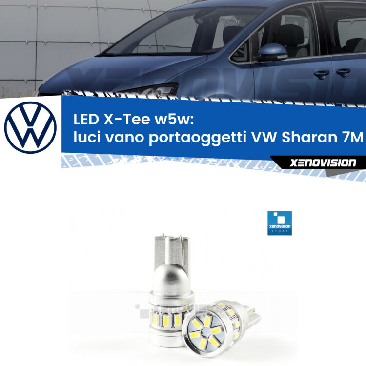 <strong>LED luci vano portaoggetti per VW Sharan</strong> 7M 2001 - 2010. Lampade <strong>W5W</strong> modello X-Tee Xenovision top di gamma.