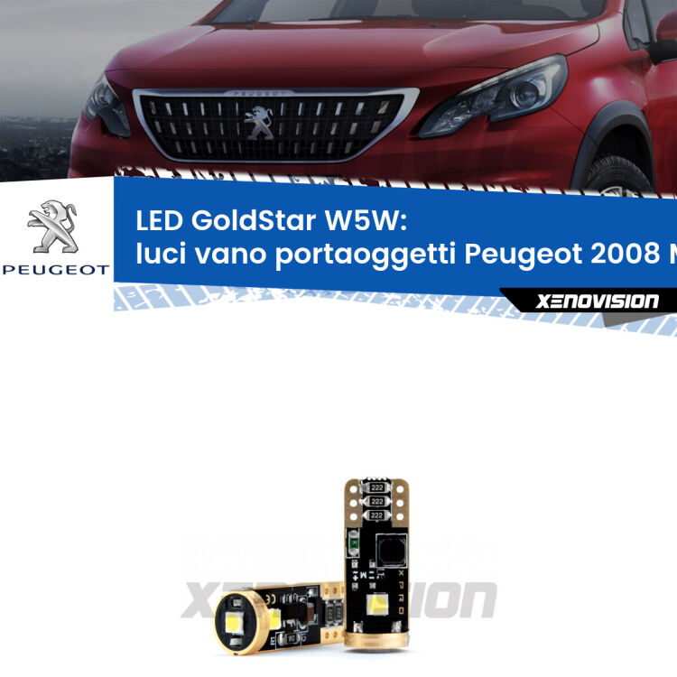 <strong>Luci Vano Portaoggetti LED Peugeot 2008</strong> Mk1 2013 - 2018: ottima luminosità a 360 gradi. Si inseriscono ovunque. Canbus, Top Quality.