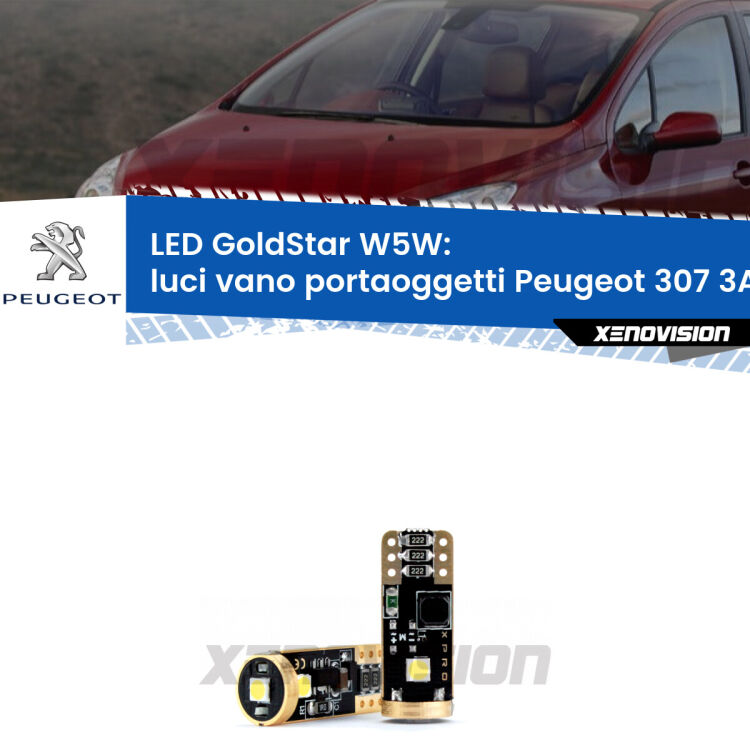 <strong>Luci Vano Portaoggetti LED Peugeot 307</strong> 3A/C 2000 - 2009: ottima luminosità a 360 gradi. Si inseriscono ovunque. Canbus, Top Quality.