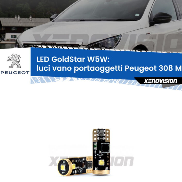 <strong>Luci Vano Portaoggetti LED Peugeot 308</strong> Mk1 2007 - 2012: ottima luminosità a 360 gradi. Si inseriscono ovunque. Canbus, Top Quality.