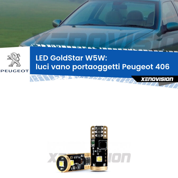 <strong>Luci Vano Portaoggetti LED Peugeot 406</strong>  1995 - 2004: ottima luminosità a 360 gradi. Si inseriscono ovunque. Canbus, Top Quality.
