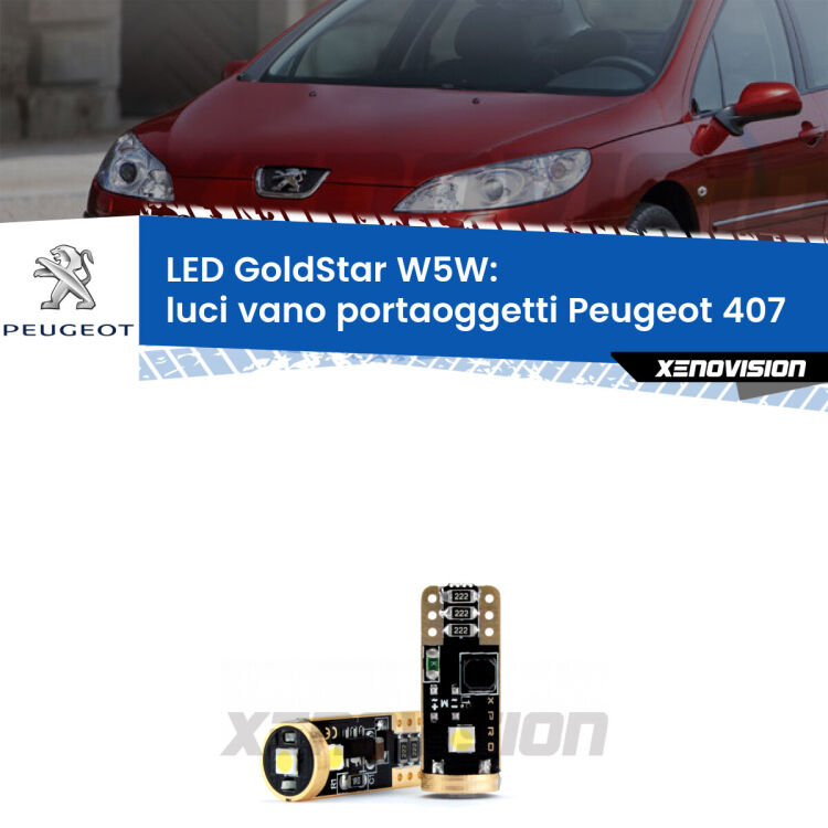 <strong>Luci Vano Portaoggetti LED Peugeot 407</strong>  2004 - 2011: ottima luminosità a 360 gradi. Si inseriscono ovunque. Canbus, Top Quality.