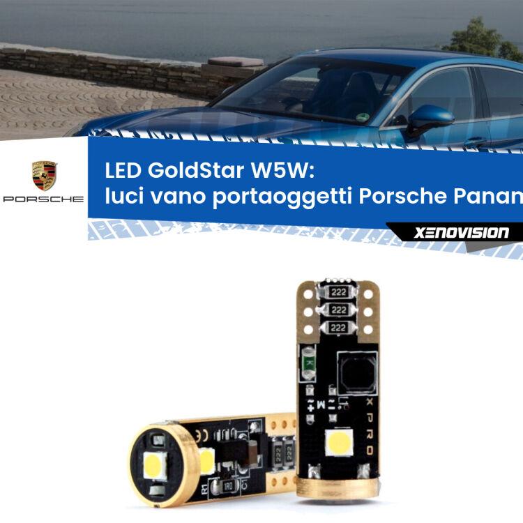 Luci Vano Portaoggetti LED Porsche Panamera 970 2009 - 2016: T10 GoldStar <strong>Luci Vano Portaoggetti LED Porsche Panamera</strong> 970 2009 - 2016: ottima luminosità a 360 gradi. Si inseriscono ovunque. Canbus, Top Quality.