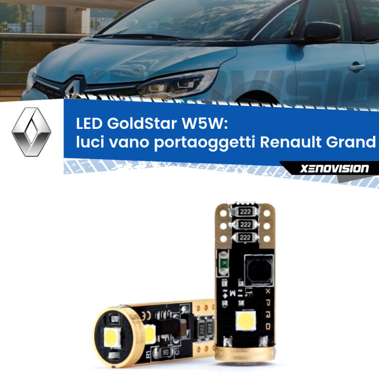 Luci Vano Portaoggetti LED Renault Grand scenic IV Mk4 2016 - 2022: T10 GoldStar <strong>Luci Vano Portaoggetti LED Renault Grand scenic IV</strong> Mk4 2016 - 2022: ottima luminosità a 360 gradi. Si inseriscono ovunque. Canbus, Top Quality.
