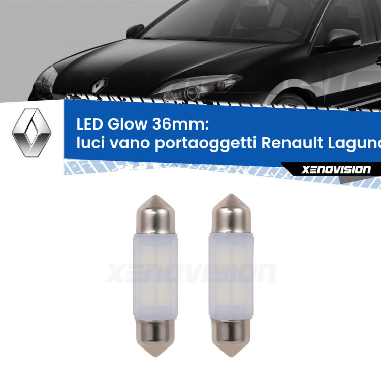0 Luci Vano Portaoggetti LED Renault Laguna III X91 2007 - 2015: C5W Glow a Luce Calda (Coppia) <strong>Luci Vano Portaoggetti LED luce calda per Renault Laguna III</strong> X91 2007 - 2015. Coppia lampade <strong>C5W</strong> 36mm modello Glow di Xenovision.