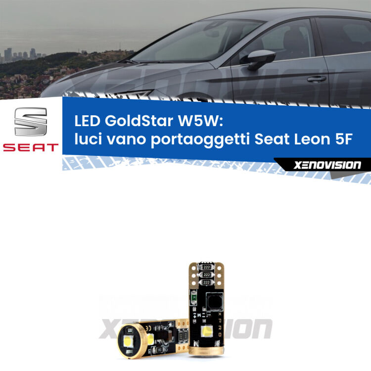 <strong>Luci Vano Portaoggetti LED Seat Leon</strong> 5F 2012 in poi: ottima luminosità a 360 gradi. Si inseriscono ovunque. Canbus, Top Quality.