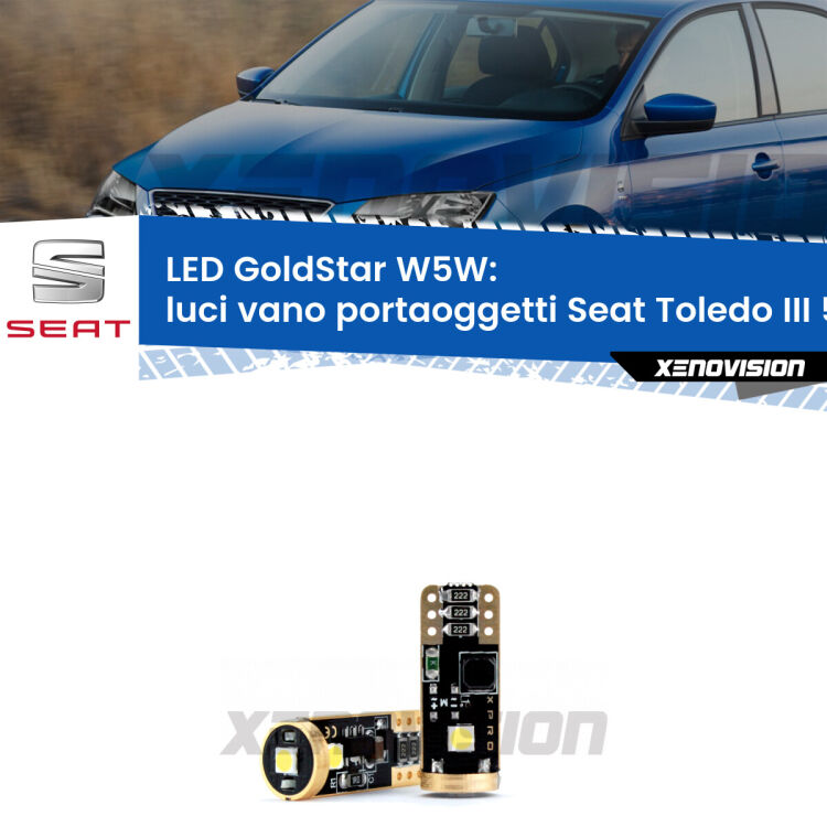 <strong>Luci Vano Portaoggetti LED Seat Toledo III</strong> 5P 2004 - 2009: ottima luminosità a 360 gradi. Si inseriscono ovunque. Canbus, Top Quality.