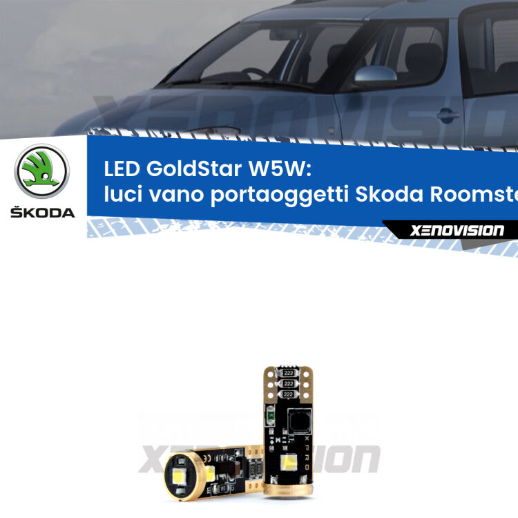 <strong>Luci Vano Portaoggetti LED Skoda Roomster</strong> 5J 2006 - 2015: ottima luminosità a 360 gradi. Si inseriscono ovunque. Canbus, Top Quality.