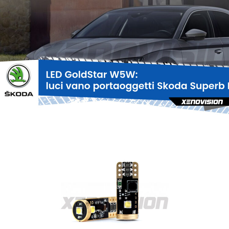 <strong>Luci Vano Portaoggetti LED Skoda Superb III</strong> B8 2015 in poi: ottima luminosità a 360 gradi. Si inseriscono ovunque. Canbus, Top Quality.