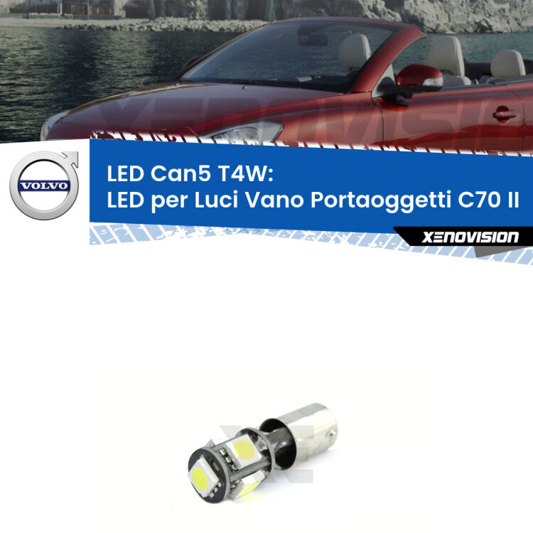 0 Luci Vano Portaoggetti LED Volvo C70 II 542 2006 - 2013: T4W Xenovision <strong>luci vano portaoggetti LED per Volvo C70 II</strong> 542 2006 - 2013. Lampadina <strong>T4W</strong> BA9s Canbus da Xenovision.