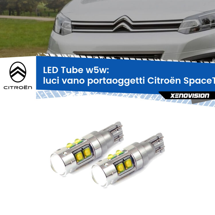 Luci Vano Portaoggetti LED W5W Citroën SpaceTourer 2016 in poi W5W Tube <strong>Luci Vano Portaoggetti LED 6000k per Citroën SpaceTourer</strong> 2016 in poi. Lampadine <strong>W5W</strong> canbus modello Tube, luce bianco lunare, lunga durata e compatibilità.