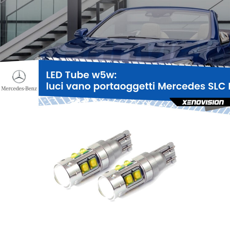 Luci Vano Portaoggetti LED W5W Mercedes SLC R172 2016 - 2017 W5W Tube <strong>Luci Vano Portaoggetti LED 6000k per Mercedes SLC</strong> R172 2016 - 2017. Lampadine <strong>W5W</strong> canbus modello Tube, luce bianco lunare, lunga durata e compatibilità.