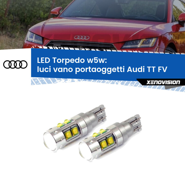 Luci Vano Portaoggetti LED W5W Audi TT FV 2014 - 2018 W5W Tube <strong>Luci Vano Portaoggetti LED 6000k per Audi TT</strong> FV 2014 - 2018. Lampadine <strong>W5W</strong> canbus modello Tube, luce bianco lunare, lunga durata e compatibilità.
