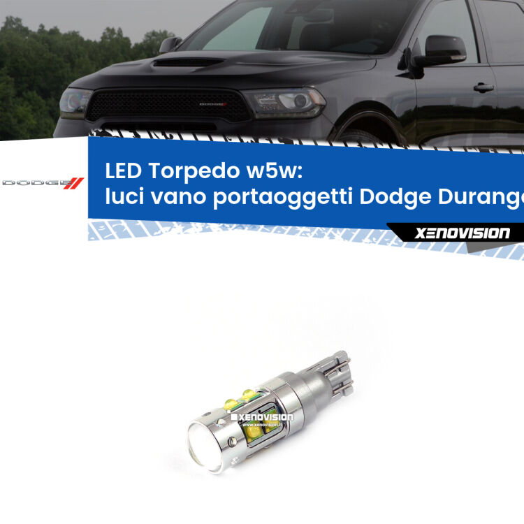<strong>Luci Vano Portaoggetti LED 6000k per Dodge Durango</strong> WD 2010 - 2015. Lampadine <strong>W5W</strong> canbus modello Torpedo.