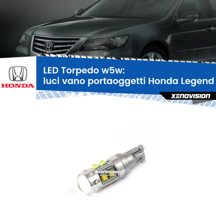 <strong>Luci Vano Portaoggetti LED 6000k per Honda Legend</strong> Mk3 1996 - 2004. Lampadine <strong>W5W</strong> canbus modello Torpedo.