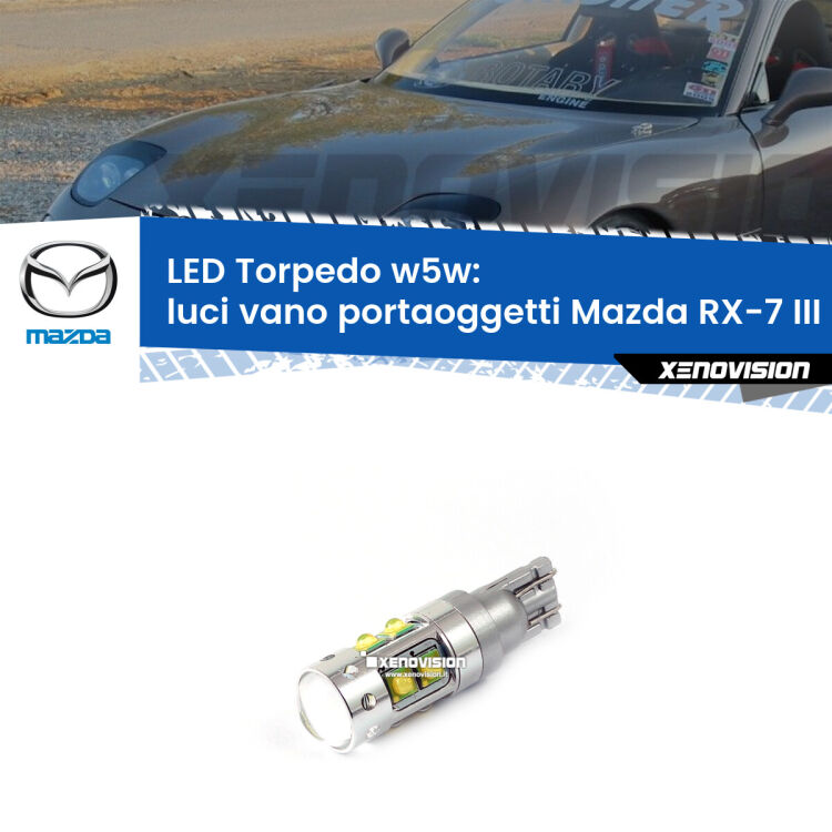 <strong>Luci Vano Portaoggetti LED 6000k per Mazda RX-7 III</strong> FD 1992 - 2002. Lampadine <strong>W5W</strong> canbus modello Torpedo.