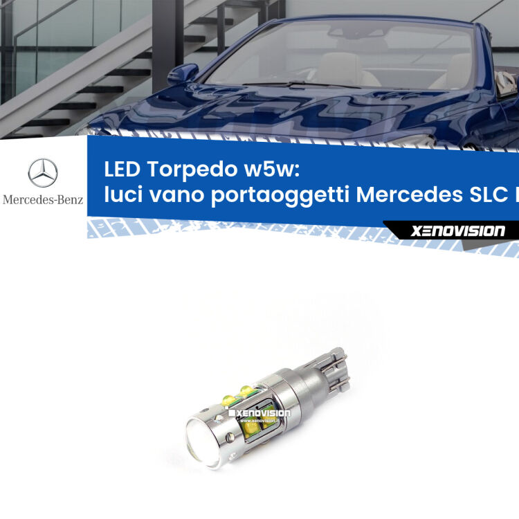<strong>Luci Vano Portaoggetti LED 6000k per Mercedes SLC</strong> R172 2016 - 2017. Lampadine <strong>W5W</strong> canbus modello Torpedo.