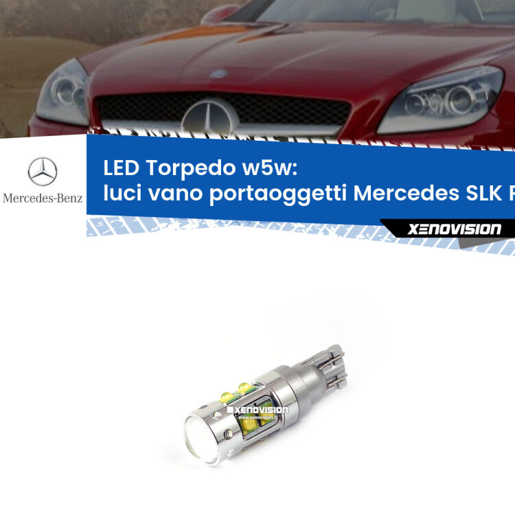 <strong>Luci Vano Portaoggetti LED 6000k per Mercedes SLK</strong> R172 2011 in poi. Lampadine <strong>W5W</strong> canbus modello Torpedo.