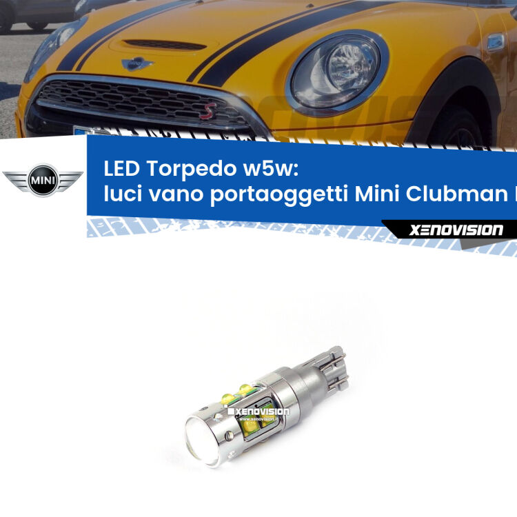 <strong>Luci Vano Portaoggetti LED 6000k per Mini Clubman</strong> F54 2014 - 2019. Lampadine <strong>W5W</strong> canbus modello Torpedo.