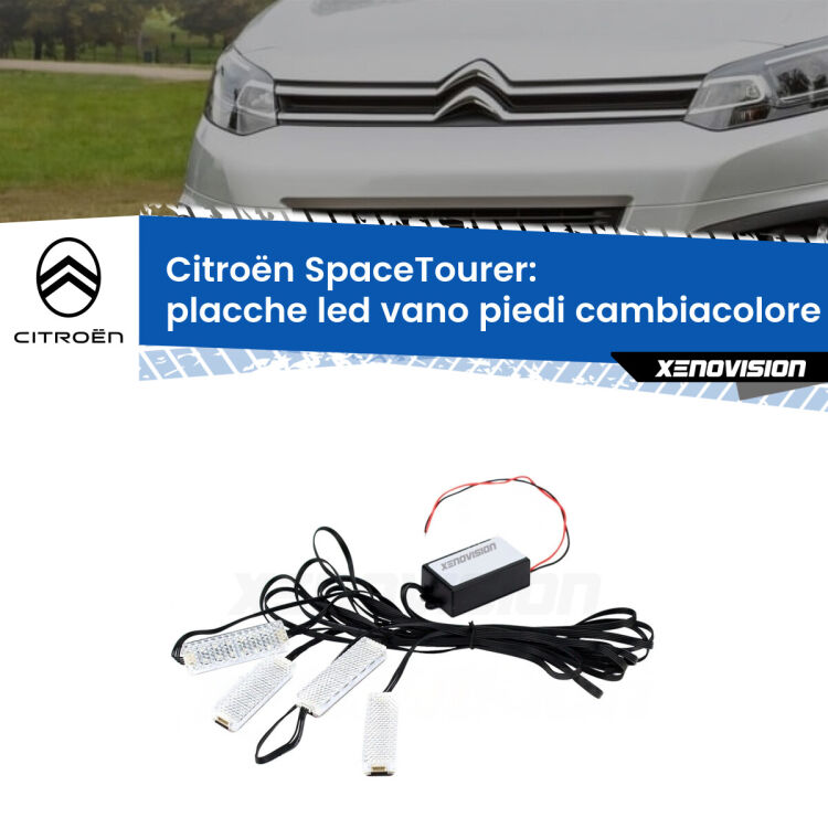 0 Placche LED vano piedi cambiacolore bluetooth per Citroën SpaceTourer  2016 in poi <strong>Kit placche LED cambiacolore vano piedi Citroën SpaceTourer</strong>  2016 in poi. 4 placche <strong>Bluetooth</strong> con app Android /iOS.
