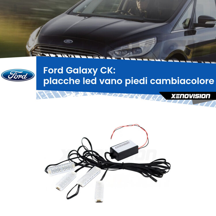 0 Placche LED vano piedi cambiacolore bluetooth per Ford Galaxy CK 2015 - 2018 <strong>Kit placche LED cambiacolore vano piedi Ford Galaxy</strong> CK 2015 - 2018. 4 placche <strong>Bluetooth</strong> con app Android /iOS.
