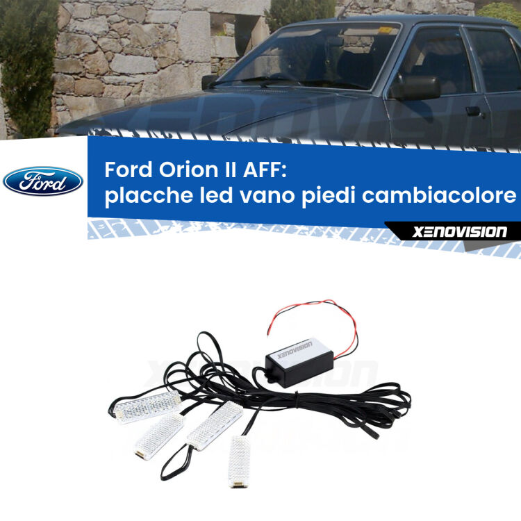 0 Placche LED vano piedi cambiacolore bluetooth per Ford Orion II AFF 1985 - 1990 <strong>Kit placche LED cambiacolore vano piedi Ford Orion II</strong> AFF 1985 - 1990. 4 placche <strong>Bluetooth</strong> con app Android /iOS.