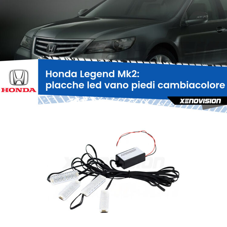 Placche LED vano piedi cambiacolore bluetooth per Honda Legend Mk2 1991 - 1996 <strong>Kit placche LED cambiacolore vano piedi Honda Legend</strong> Mk2 1991 - 1996. 4 placche <strong>Bluetooth</strong> con app Android /iOS.