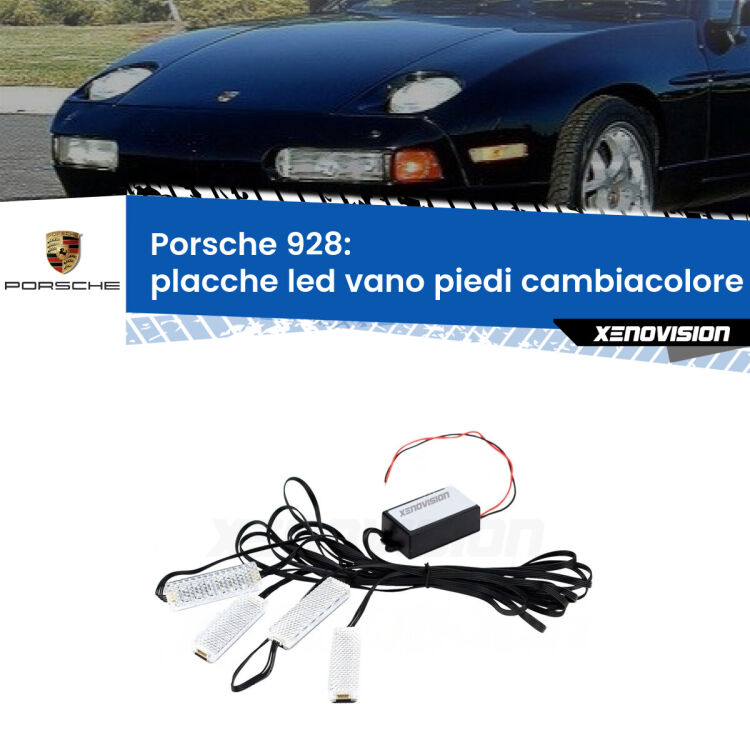 Placche LED vano piedi cambiacolore bluetooth per Porsche 928  1977 - 1995 <strong>Kit placche LED cambiacolore vano piedi Porsche 928</strong>  1977 - 1995. 4 placche <strong>Bluetooth</strong> con app Android /iOS.