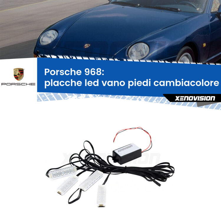 Placche LED vano piedi cambiacolore bluetooth per Porsche 968  1991 - 1995 <strong>Kit placche LED cambiacolore vano piedi Porsche 968</strong>  1991 - 1995. 4 placche <strong>Bluetooth</strong> con app Android /iOS.