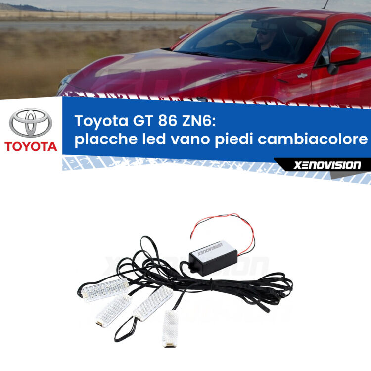 0 Placche LED vano piedi cambiacolore bluetooth per Toyota GT 86 ZN6 2012 - 2020 <strong>Kit placche LED cambiacolore vano piedi Toyota GT 86</strong> ZN6 2012 - 2020. 4 placche <strong>Bluetooth</strong> con app Android /iOS.
