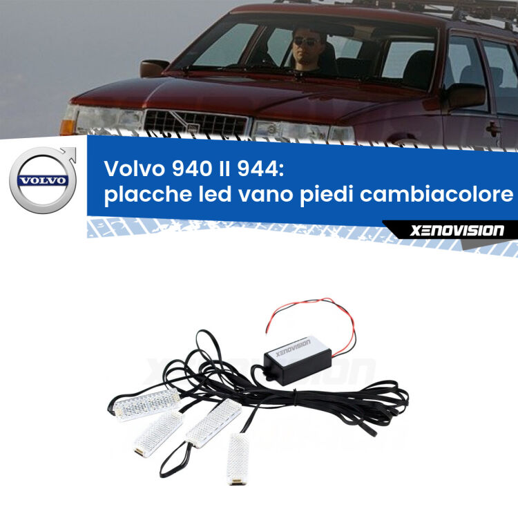 0 Placche LED vano piedi cambiacolore bluetooth per Volvo 940 II 944 1994 - 1998 <strong>Kit placche LED cambiacolore vano piedi Volvo 940 II</strong> 944 1994 - 1998. 4 placche <strong>Bluetooth</strong> con app Android /iOS.