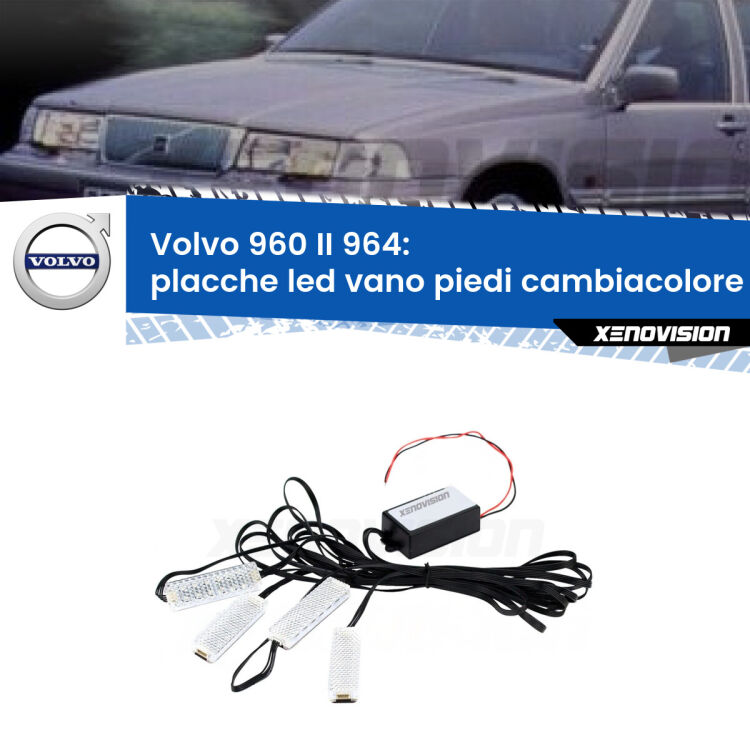 0 Placche LED vano piedi cambiacolore bluetooth per Volvo 960 II 964 1994 - 1996 <strong>Kit placche LED cambiacolore vano piedi Volvo 960 II</strong> 964 1994 - 1996. 4 placche <strong>Bluetooth</strong> con app Android /iOS.