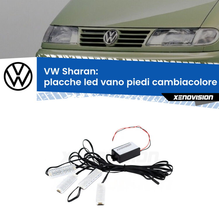 0 Placche LED vano piedi cambiacolore bluetooth per VW Sharan 1995 - 2010 <strong>Kit placche LED cambiacolore vano piedi VW Sharan</strong> 1995 - 2010. 4 placche <strong>Bluetooth</strong> con app Android /iOS.