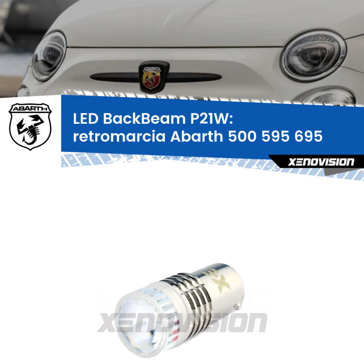 0 Retromarcia LED Abarth 500 595 695 2008 - 2014: P21W BackBeam <strong>Retromarcia LED per Abarth 500 595 695</strong> 2008 - 2014. Lampada <strong>P21W</strong> canbus. Illumina a giorno con questo straordinario cannone LED a luminosità estrema.