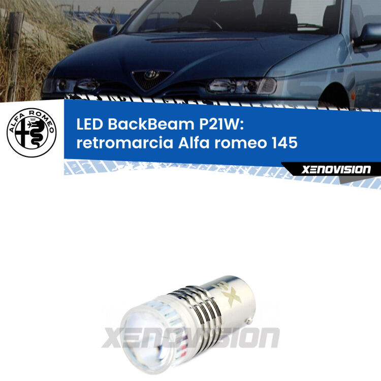 0 Retromarcia LED Alfa romeo 145 1994 - 2001: P21W BackBeam <strong>Retromarcia LED per Alfa romeo 145</strong> 1994 - 2001. Lampada <strong>P21W</strong> canbus. Illumina a giorno con questo straordinario cannone LED a luminosità estrema.