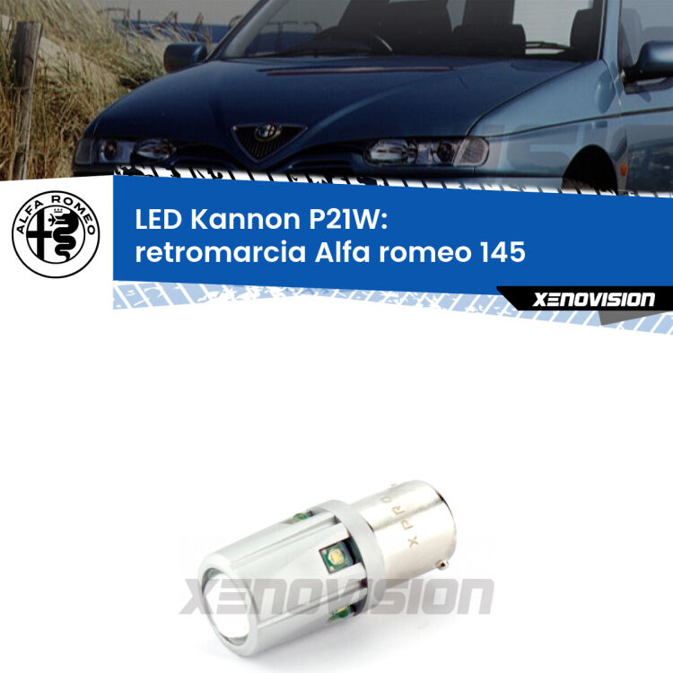 0 Retromarcia LED Alfa romeo 145 1994 - 2001: P21W Kannon <strong>LED per Retromarcia Alfa romeo 145 1994 - 2001.</strong>Lampadina P21W con una poderosa illuminazione frontale rafforzata da 5 potenti chip laterali.