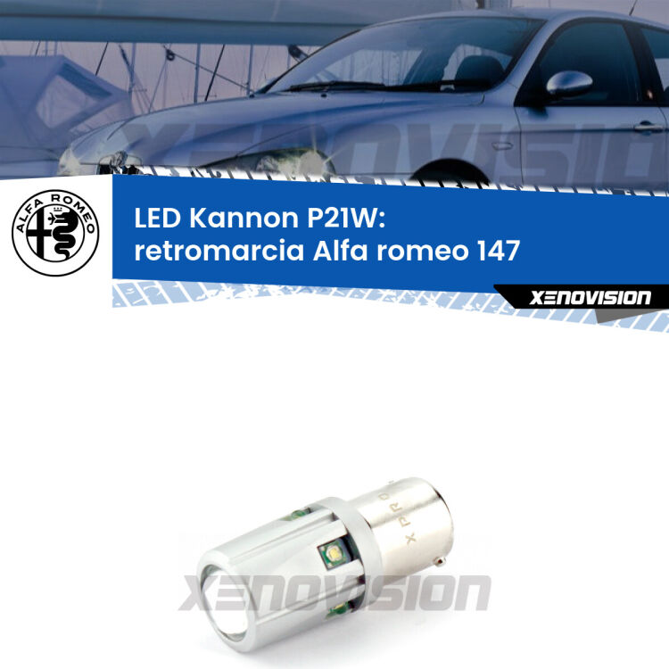 0 Retromarcia LED Alfa romeo 147 2000 - 2010: P21W Kannon <strong>LED per Retromarcia Alfa romeo 147 2000 - 2010.</strong>Lampadina P21W con una poderosa illuminazione frontale rafforzata da 5 potenti chip laterali.