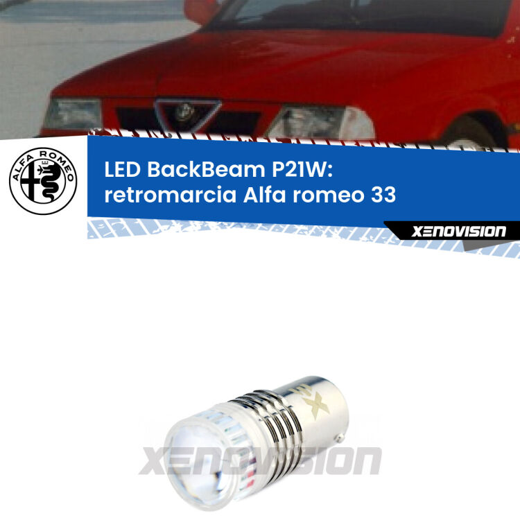 0 Retromarcia LED Alfa romeo 33  1990 - 1994: P21W BackBeam <strong>Retromarcia LED per Alfa romeo 33</strong>  1990 - 1994. Lampada <strong>P21W</strong> canbus. Illumina a giorno con questo straordinario cannone LED a luminosità estrema.