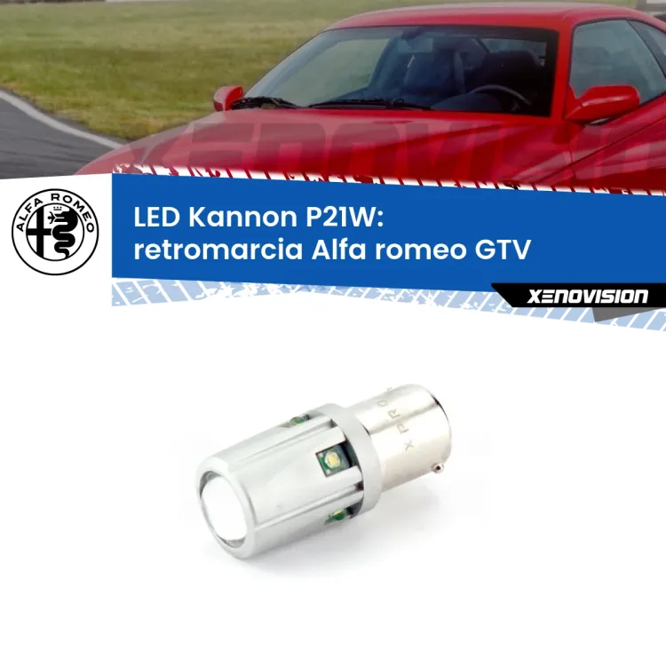 0 Retromarcia LED Alfa romeo GTV 1995 - 2005: P21W Kannon <strong>LED per Retromarcia Alfa romeo GTV 1995 - 2005.</strong>Lampadina P21W con una poderosa illuminazione frontale rafforzata da 5 potenti chip laterali.