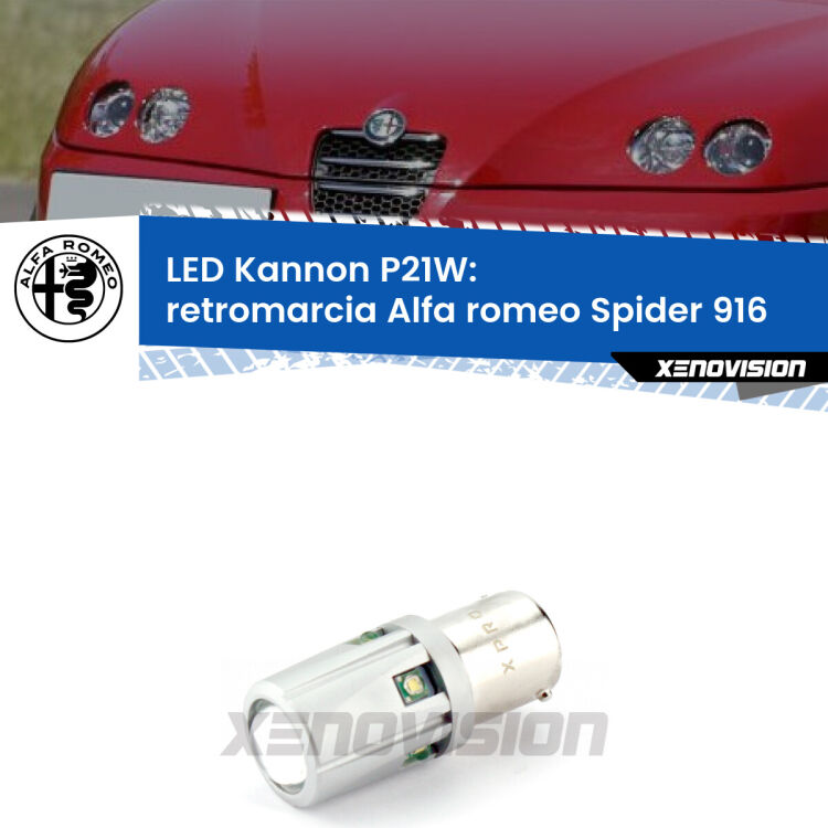 <strong>LED per Retromarcia Alfa romeo Spider 916 1995 - 2005.</strong>Lampadina P21W con una poderosa illuminazione frontale rafforzata da 5 potenti chip laterali.