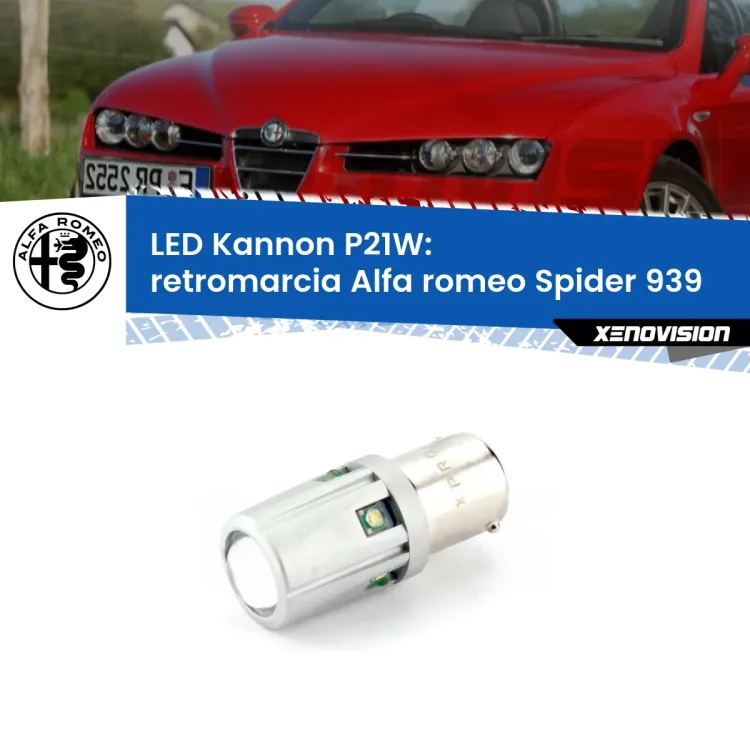 0 Retromarcia LED Alfa romeo Spider 939 2006 - 2010: P21W Kannon <strong>LED per Retromarcia Alfa romeo Spider 939 2006 - 2010.</strong>Lampadina P21W con una poderosa illuminazione frontale rafforzata da 5 potenti chip laterali.