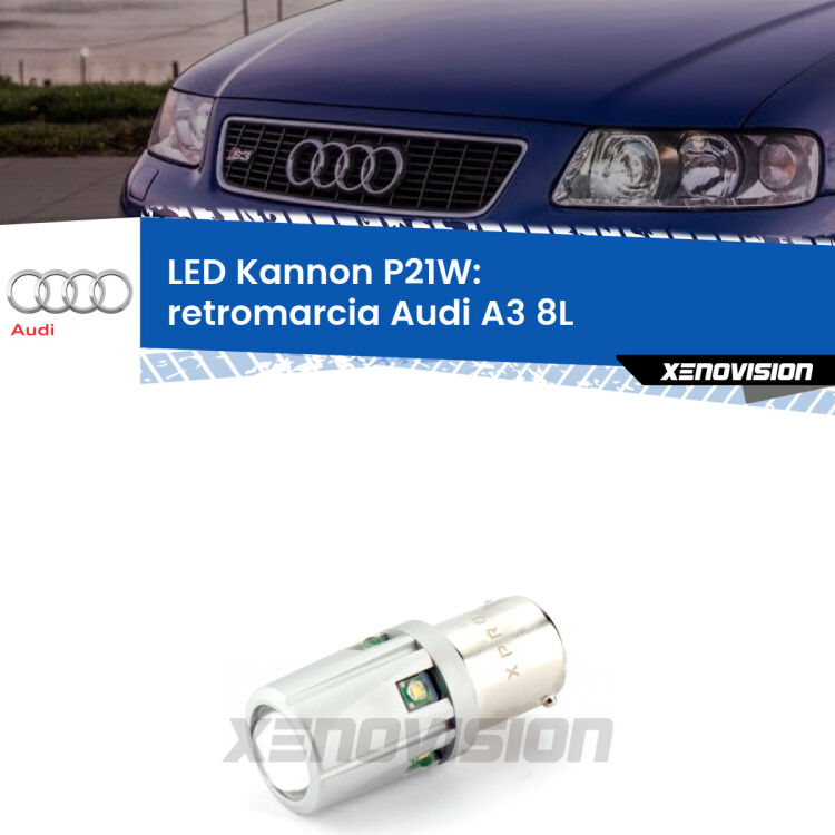 <strong>LED per Retromarcia Audi A3 8L 1996 - 2003.</strong>Lampadina P21W con una poderosa illuminazione frontale rafforzata da 5 potenti chip laterali.