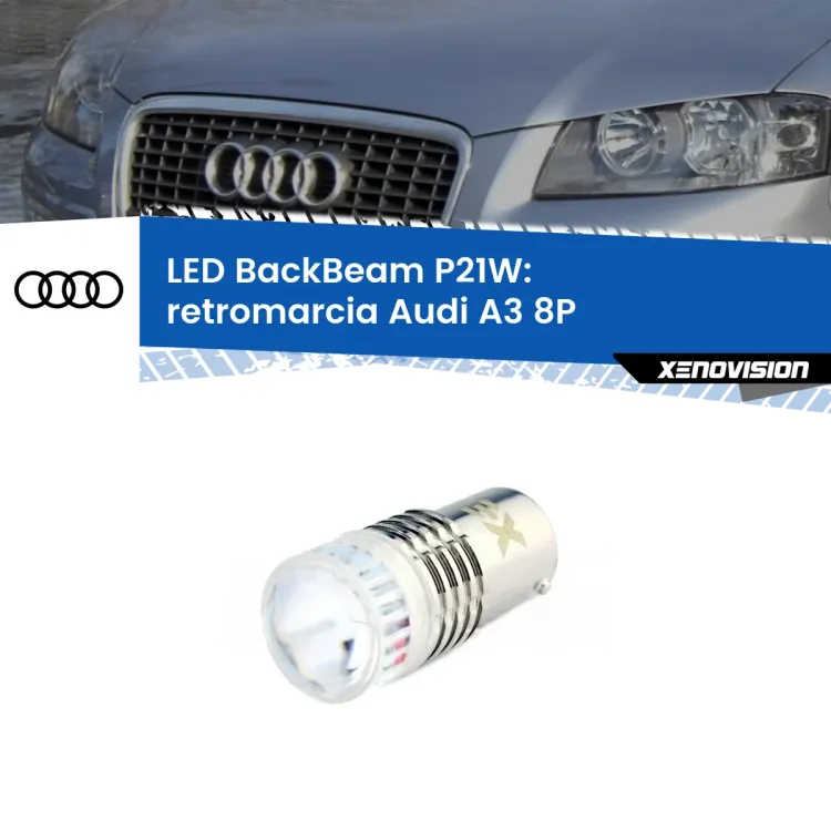 0 Retromarcia LED Audi A3 8P 3 porte: P21W BackBeam <strong>Retromarcia LED per Audi A3</strong> 8P 3 porte. Lampada <strong>P21W</strong> canbus. Illumina a giorno con questo straordinario cannone LED a luminosità estrema.