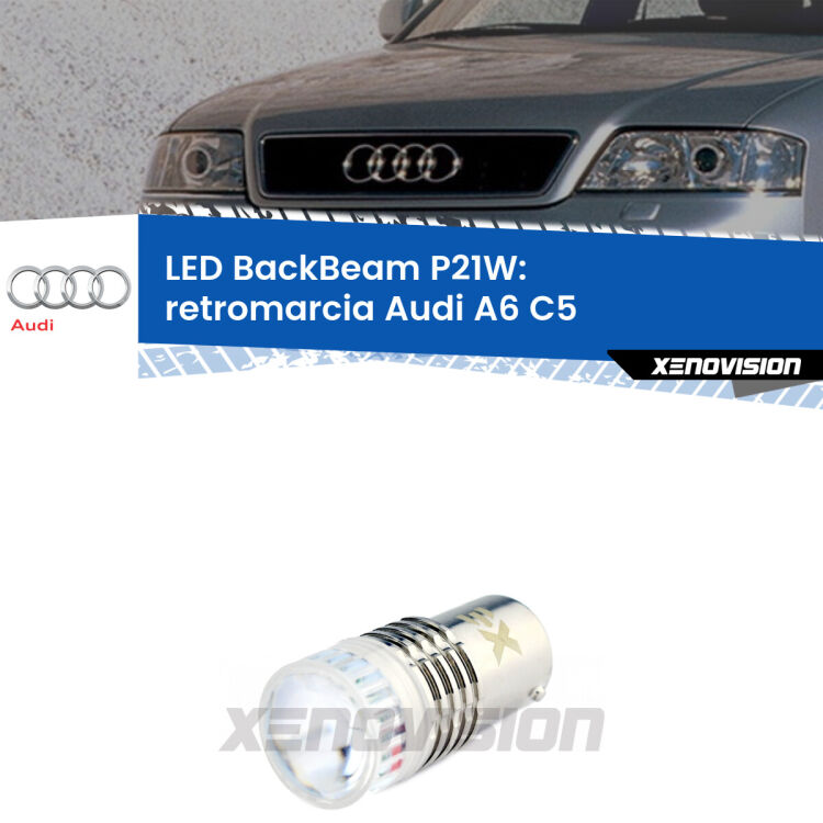 <strong>Retromarcia LED per Audi A6</strong> C5 1997 - 2004. Lampada <strong>P21W</strong> canbus. Illumina a giorno con questo straordinario cannone LED a luminosità estrema.